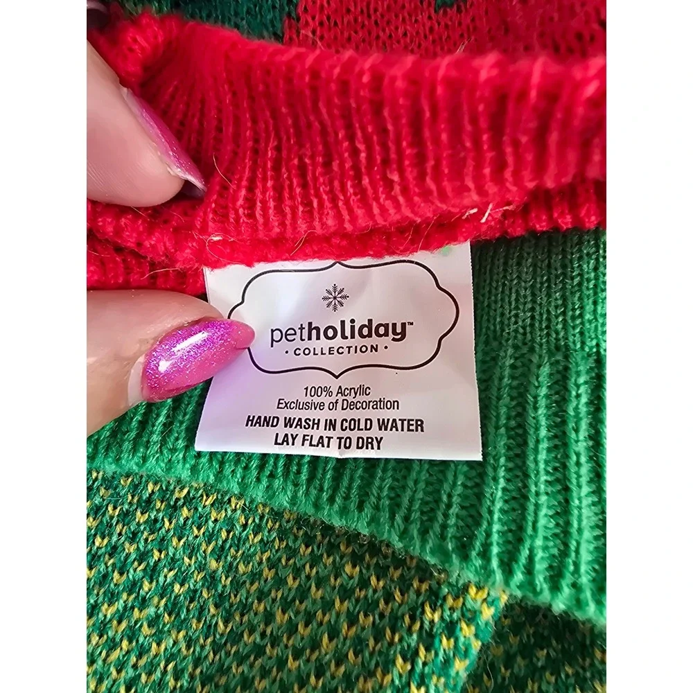 Pet Holiday Collection Elf Dog Sweater Green Red Christmas Jingle Bells Medium
